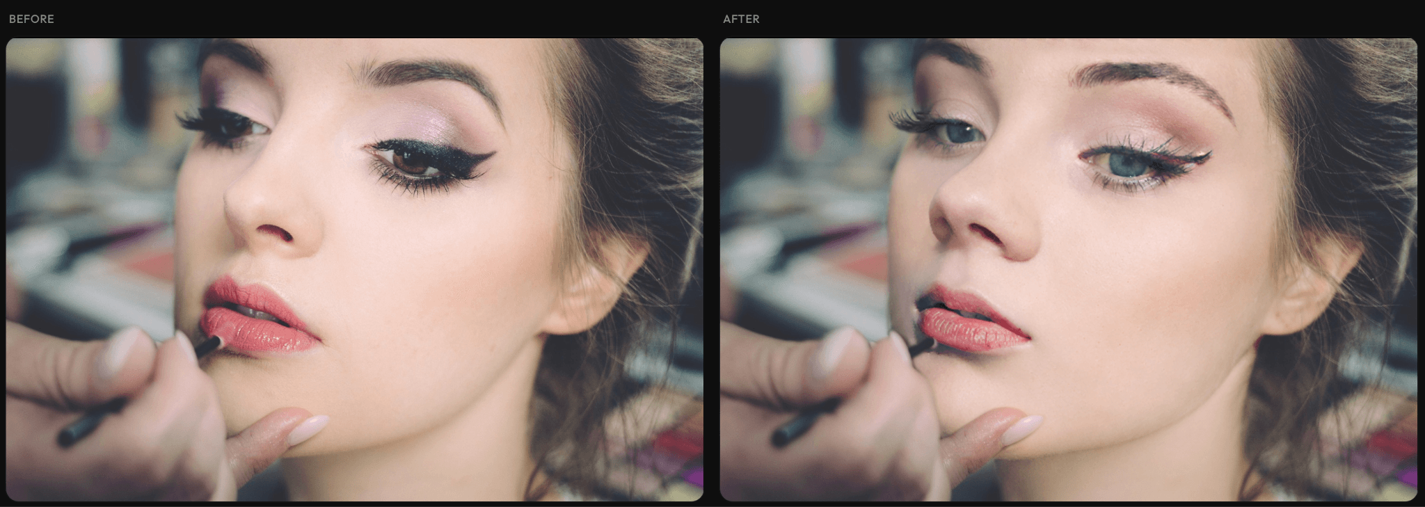 Default swap where the makeup brush head crossing the lips has disappeared