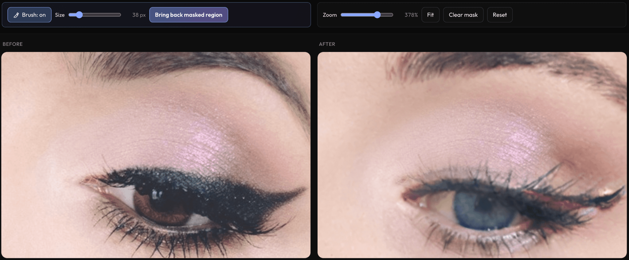Eyeshadow restored to its original state