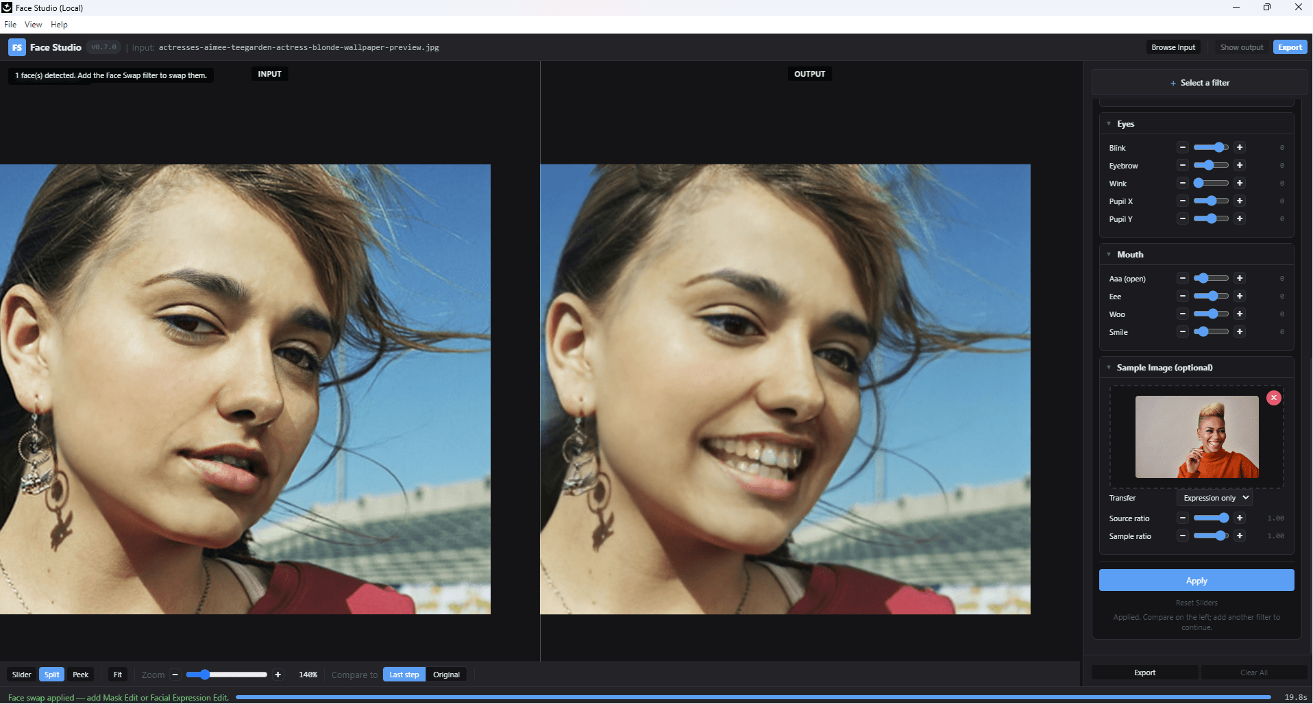 Expression edit — learning a smile from a reference face