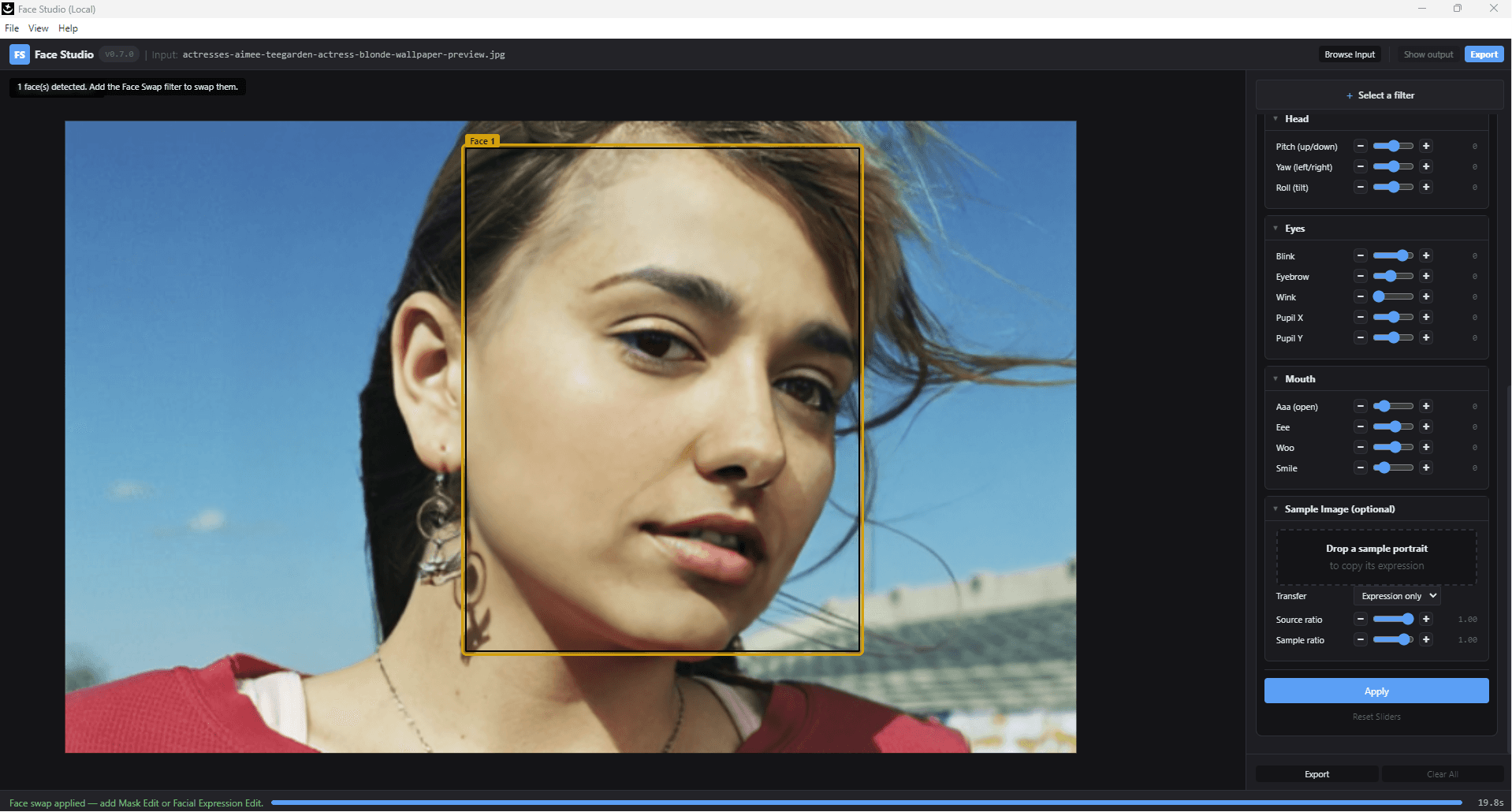 Expression sliders — starting state
