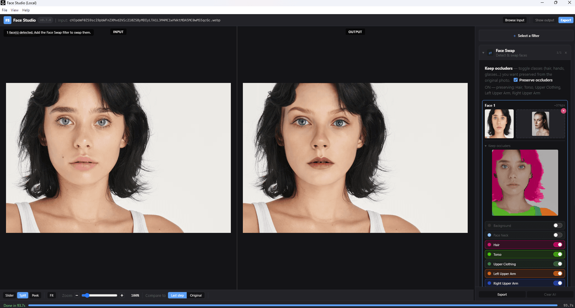 Nano FaceStudio Pro — one-click auto face swap output