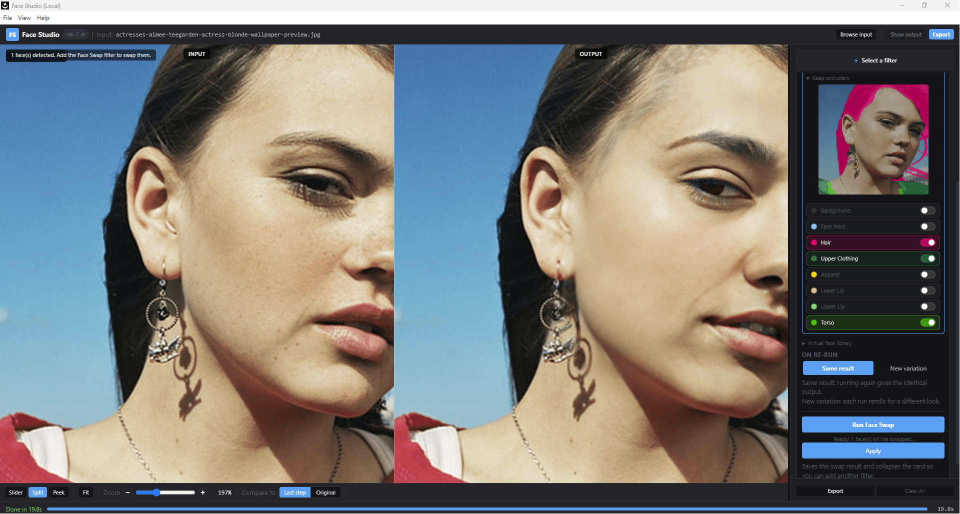 Nano FaceStudio Pro — Apparel toggle disabled, ring preserved