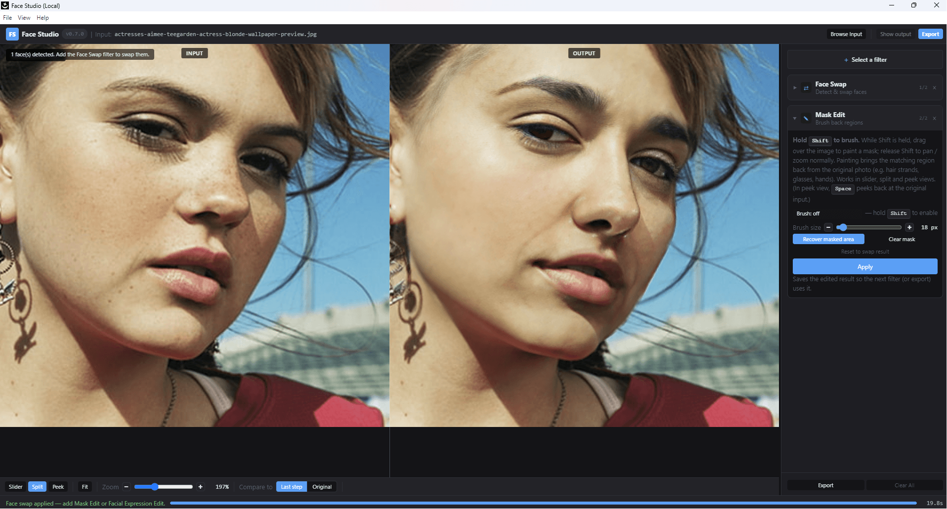 Mask Edit — restored result