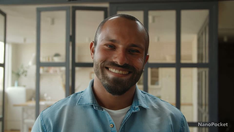 Smiling man: face swap result